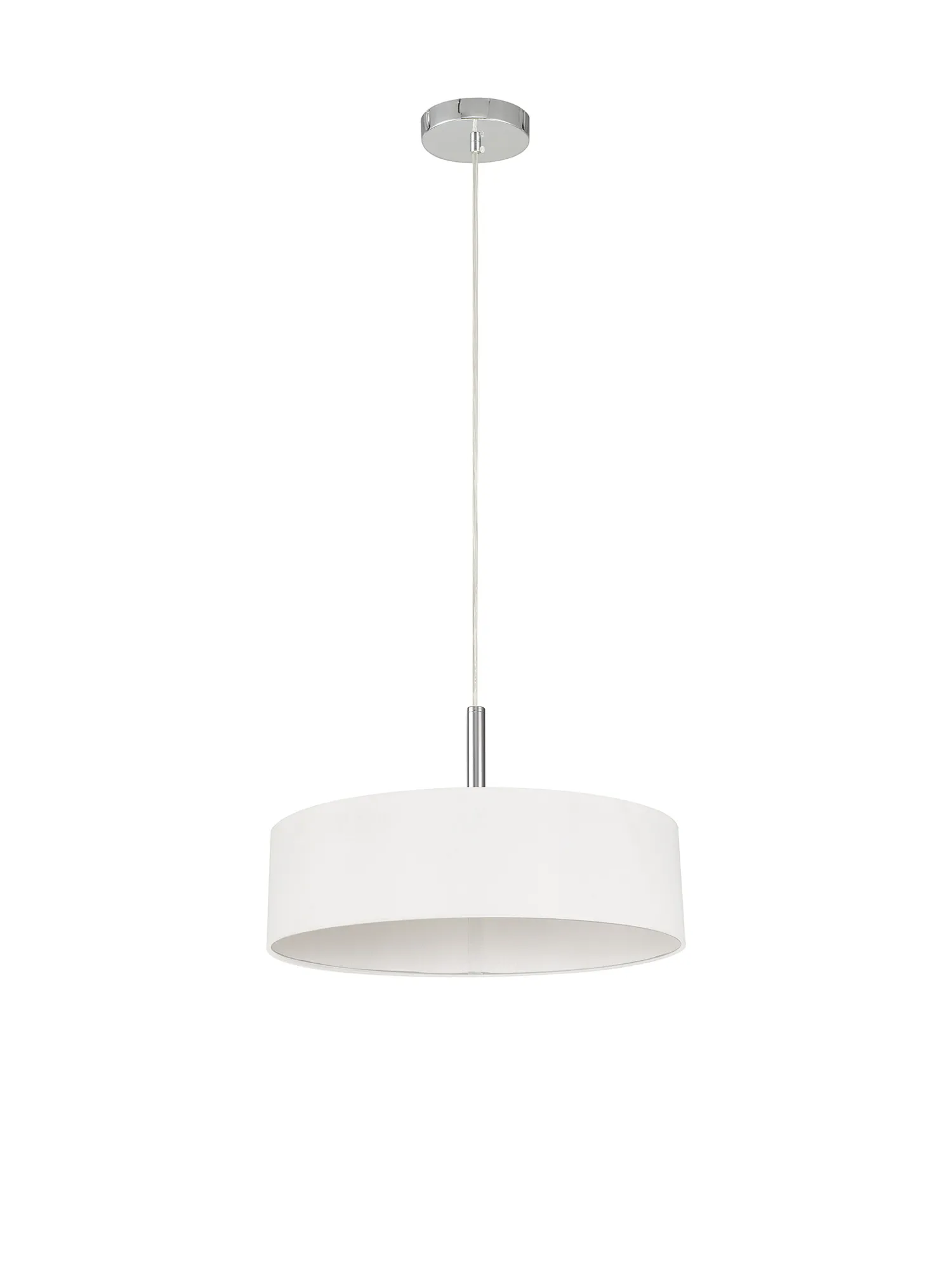 Baymont 45cm 3 Light Pendant Polished Chrome, White DK0691  Deco Baymont CH WH